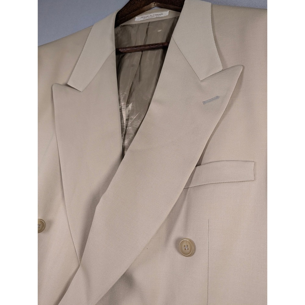 Franco Tassi for Surreys Mens 46R Tan Wool Double Breasted Blazer Made in Canada - Picture 2 of 8